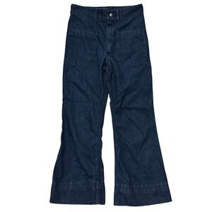 Vintage Seafarer US Navy Dungaree Trousers Dark Wash Bell Bottom Stencil 28x26